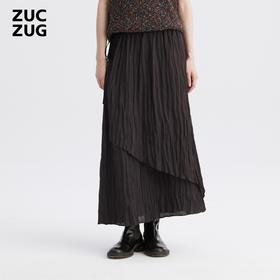 2楼素然竖条乱褶半裙1250