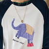 OLrain欧芮儿法式长袖T恤女秋季2025年新款卡通大象印花撞色上衣 商品缩略图1