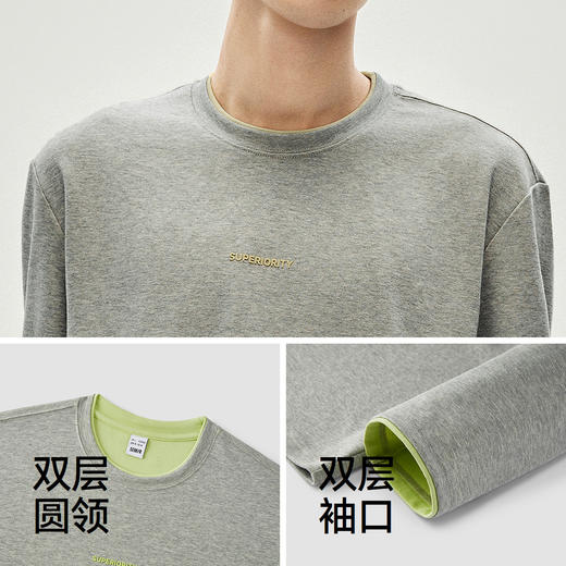 森马长袖T恤男秋季撞色印花内搭宽松打底衫2025新款上衣圆领休闲 商品图3