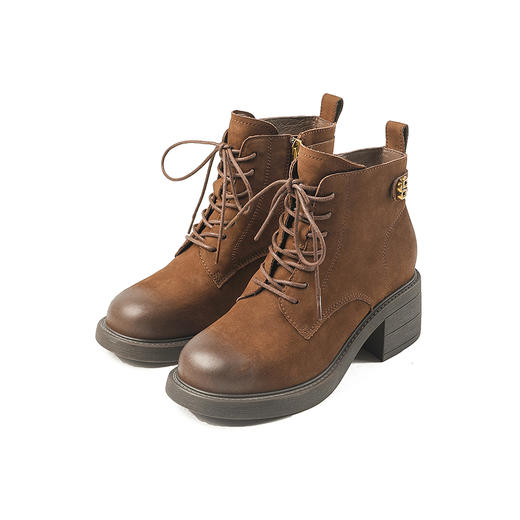 伊伴冬季百搭风格马丁靴复古磨砂牛皮鞋面B25590002 商品图5