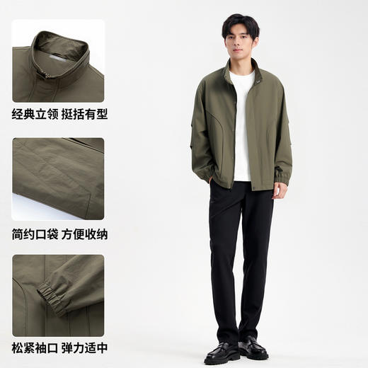 圣得西男装立领通勤夹克2025年秋季新款拼接美式复古休闲男士外套 商品图4