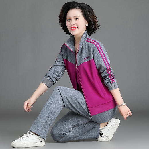 妈妈装休闲运动服套装，外套中年上衣三件套QBD1533 商品图1