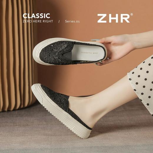 ZHR透气渔夫拖鞋女2025夏季新款小香风半凉拖网面一脚蹬厚底单鞋 商品图1