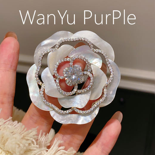 气质晚宴胸花贝母山茶花玫瑰花胸针 商品图0