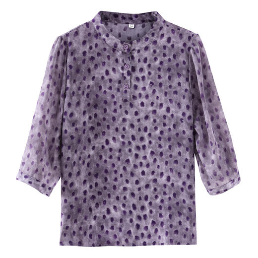 KQL B41N6584圆点气质时尚衬衫休闲圆领薄款中袖雪纺衫 商品图4