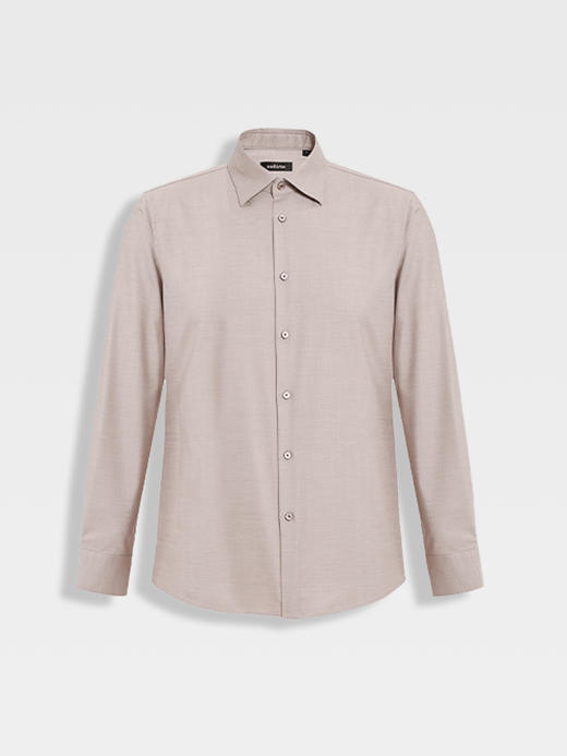 callisto燕麦卡其莫代尔羊毛混纺衬衫 商品图0