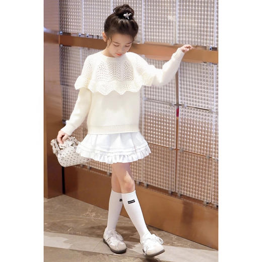 甜美镂空花纹针织衫 商品图4