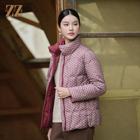 佐尔美冬季新款 经典双面穿老钱风立领羽绒服女M44YY08