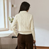 OLrain欧芮儿白色翻领绞花毛织套头衫秋季2025新款日系慵懒风毛衣 商品缩略图3