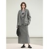 COCOBELLA灰色100%羊毛设计感通勤半身裙女高腰直筒裙HS3145 商品缩略图2