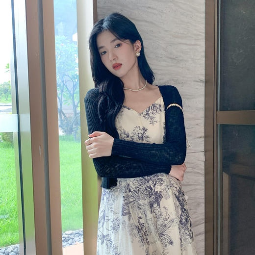 奢姿大码女装2025秋装新款胖妹妹时尚休闲镂空纯色V领针织衫开衫9853353225B 商品图4