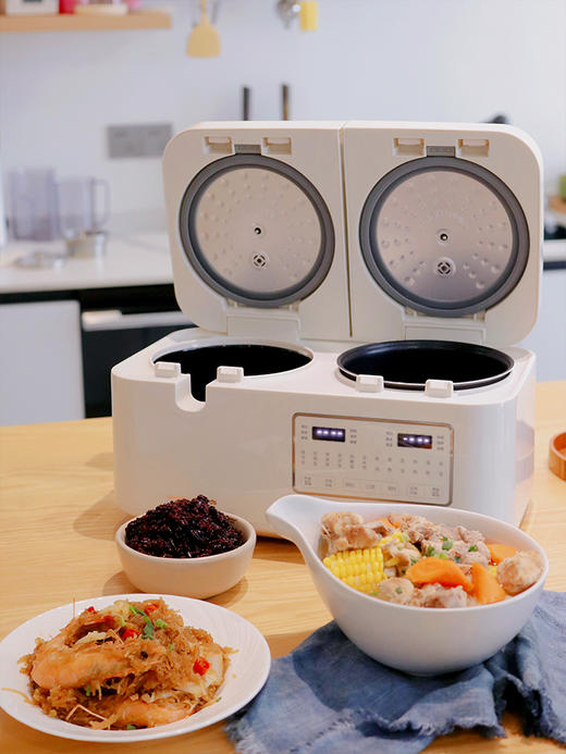 【一锅双胆  独立温控  汤饭一锅出】【旗舰店同款559，板娘家福利价仅459】摩飞双胆电饭煲  2L+2L大容量  微压炖煮快出锅  蒸煮焖炖样样精通~ 预售3天 商品图3