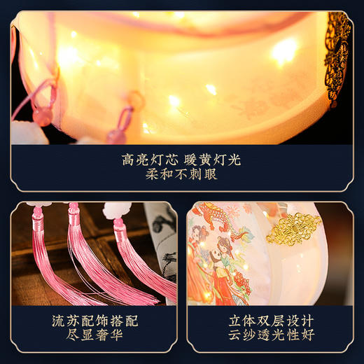 【中秋节云纱灯笼】手工diy材料包 中秋新款儿童手提发光古风花灯挂饰  商品图3