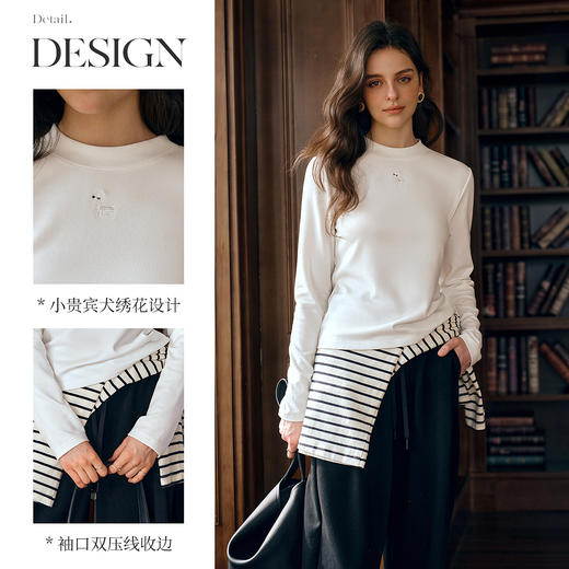 OLrain欧芮儿简约通勤休闲云感针织T恤女秋季2025新款长袖打底衫 商品图0