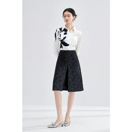 米思阳2026春季国风新中式优雅提花半身裙高腰A字裙女4335 商品图4