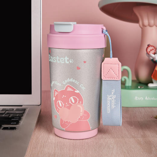 大英博物馆巴斯特系列爱心喵咪咖啡显温保温杯 商品图1