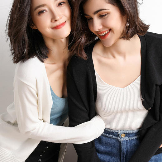 【清仓！69.9/任选2件 V领开衫针织衫】选两件加购物车一起结算，单件不发货！！12色纯色毛衣外套长袖修身百搭薄针织衫 商品图1