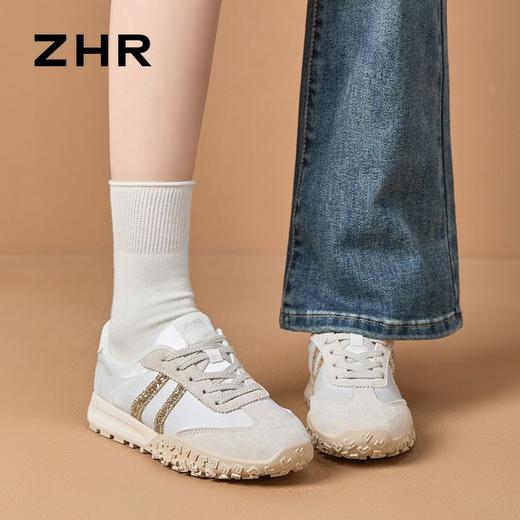 ZHR银色德训鞋女2025秋季新款百搭厚底休闲运动鞋透气阿甘鞋 商品图7