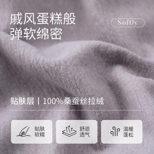 金三塔桑蚕丝圆领拉绒长袖睡裙女弹力温暖舒适贴肤睡衣女士家居服  YZFFD301 商品图4