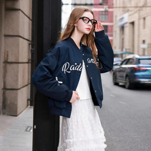 三彩2025冬季新款短款羽绒服蝴蝶结90白鸭绒外套压胶直充M 商品图1