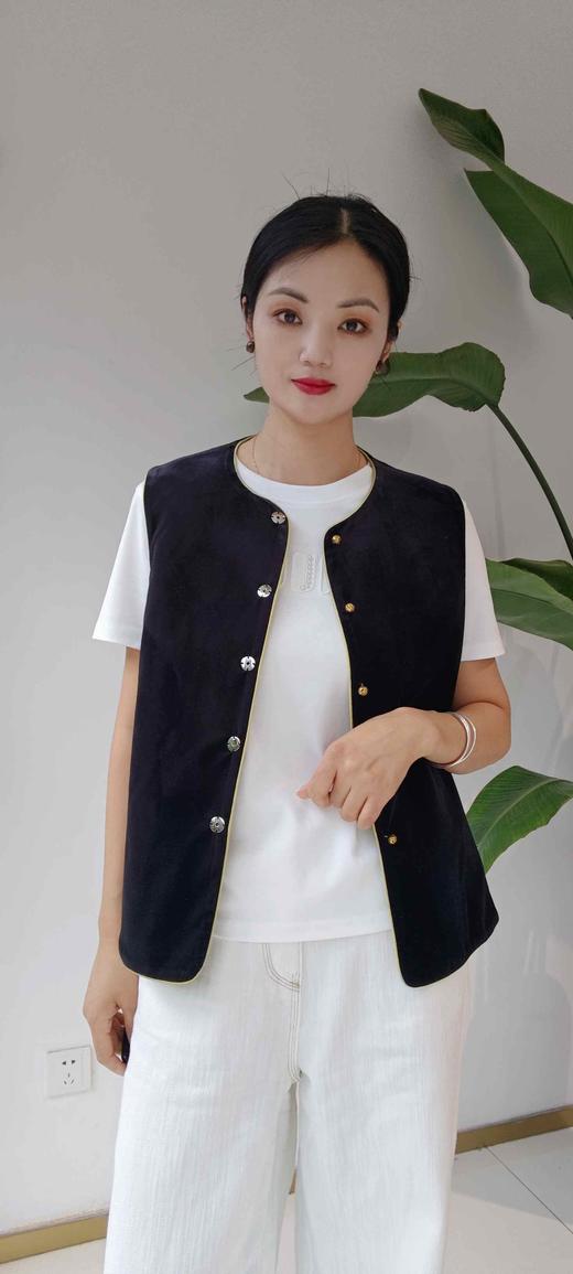 588859两面穿国风马甲 一面绿色一面金丝绒黑色 商品图2