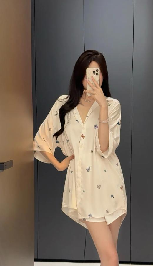 🔥​【蝶语珠光】高端轻奢冰丝蝴蝶衬衫裙 💌富家女的本命睡衣！！好仙好温柔！！ 商品图4