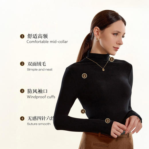 憨棉匠 初秋女士 山羊绒7A抗菌打底衫 圆领/高领/中高领 柔软舒适 亲肤保暖 6色可选 商品图6