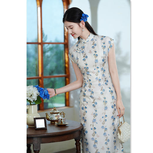 时尚改良年轻少女款，乔其纱连袖旗袍GX-66941 商品图2
