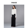VIMAGE纬漫纪显瘦垂坠感休闲松弛直筒黑色2025秋季新款阔腿裤V2405107 商品缩略图1
