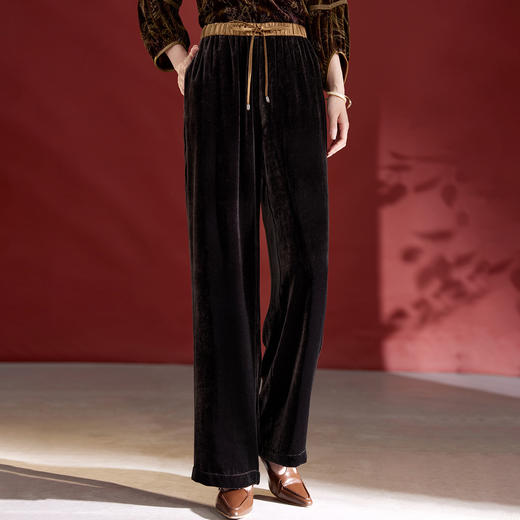 SM 1797真丝丝绒阔腿裤秋冬休闲高端丝绒长裤宽松 商品图3