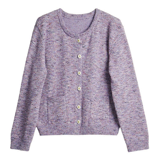 OLrain欧芮儿法式简约花式纱紫色毛织开衫女秋季2025新款质感上衣 商品图3