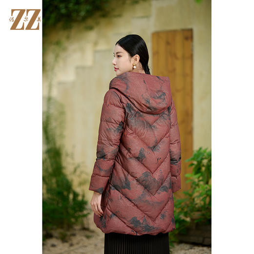 佐尔美冬季新款 国风老钱中长款羽绒服女新年礼M44YY16 商品图4