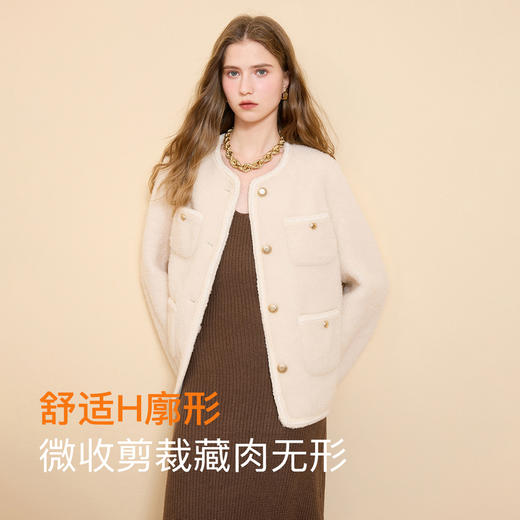 【100绵羊毛瘦瘦皮草】三彩2025冬季新款织带毛毛外套优雅M 商品图2