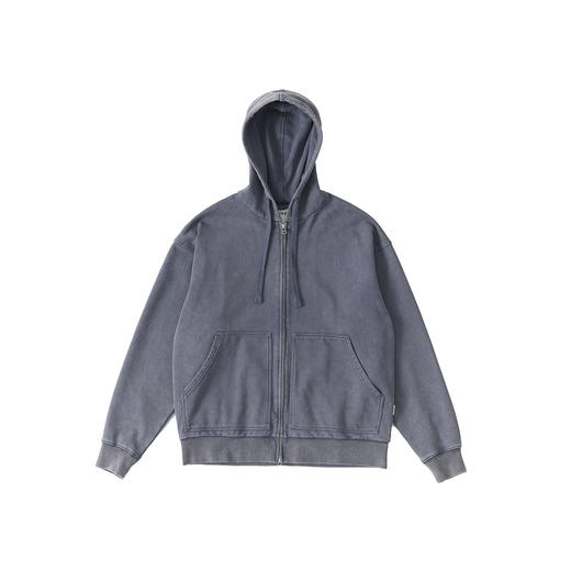 吃茶去chichaqu25重磅洗褪做旧带帽拉链卫衣复古宽松街头休闲运动 商品图4