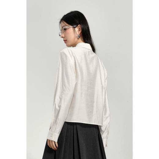 【商场同款】诗凡黎纯色翻领衬衫2025春新款小衫衬衣女3G1120711R 商品图4