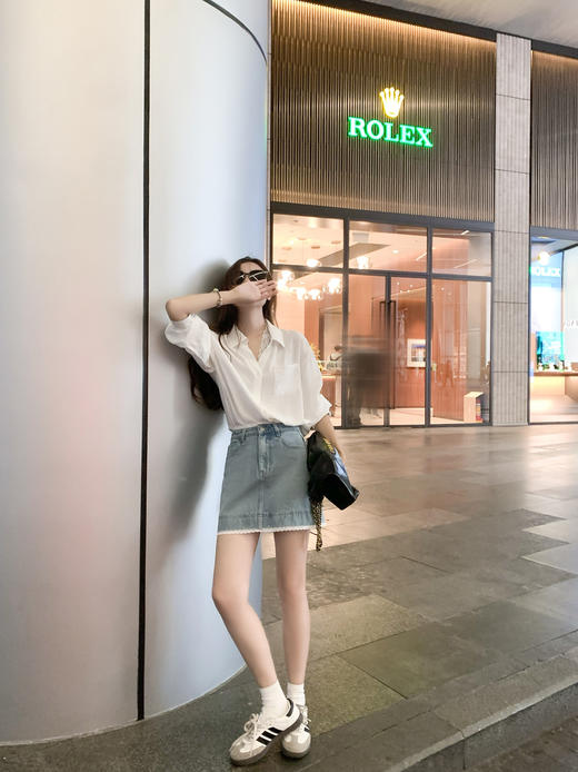 <曾小咸推荐>现货秒杀！最后一波 ！！韩系浅色牛仔拼蕾丝半身短裙 日常189.99 立减110 秒杀79.99！ 商品图12