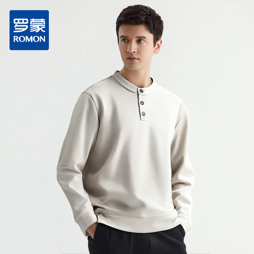 【含绵羊毛】罗蒙男士秋冬圆领卫衣加绒保暖男微弹休闲百搭上衣舒适通勤 商品图0