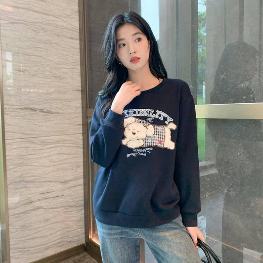 奢姿大码女装2025秋季趣味减龄字母绣花卫衣胖妹妹时尚休闲上衣9953135176 商品图1