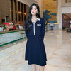 奢姿大码女装2025秋季时尚减龄撞色翻边V领气质简约针织连衣裙9853869908 商品缩略图1