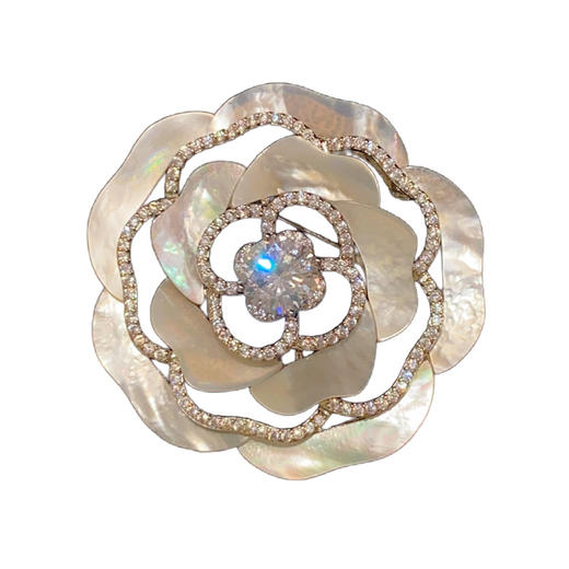 气质晚宴胸花贝母山茶花玫瑰花胸针 商品图4