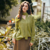 OLrain欧芮儿法式慵懒感V领飘带宽松毛衣女秋季2025新款羊毛上衣 商品缩略图0