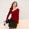 三彩独醒2025秋季新款不规则斜领针织衫设计感毛衫修身打底F 商品缩略图1