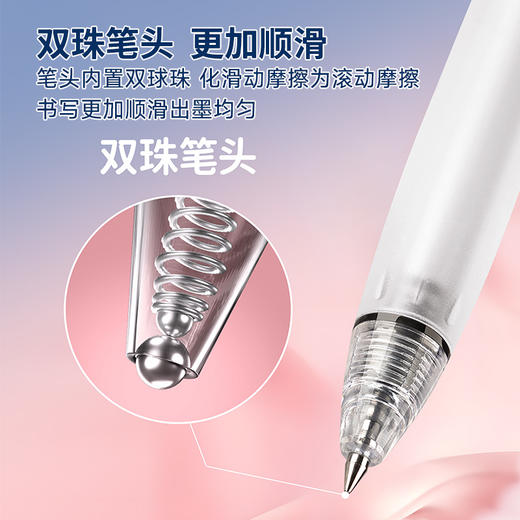 点石制笔DS-0111清透简约风刷题笔按动中性笔指间温柔双珠速干子弹头学生作业用笔Q弹软握胶签字笔0.5 商品图2