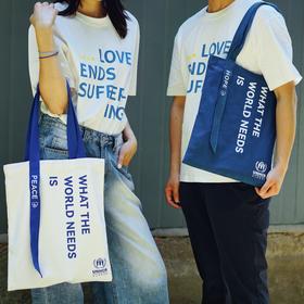 心意组合：蓝白帆布包