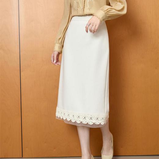 「自」全新升级【铂金会员165/天猫219/差价54】(04217)洛诗琳法式镂空蕾丝半身裙2025秋季气质高腰直筒通勤半裙女 商品图2
