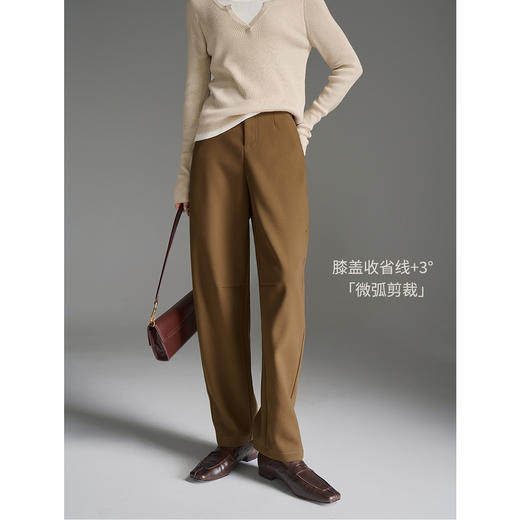 OLrain欧芮儿2025新款女秋季百搭休闲松弛感宽松纯色通勤弯刀长裤 商品图0