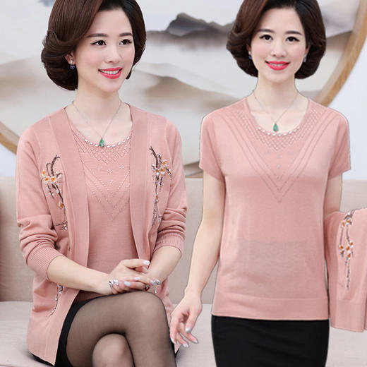 时尚中年薄款针织开衫外套，妈妈装春秋套装两件套LJX-878 商品图6