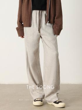 THESOONG "侘寂风美学"瞬瘦亚麻混纺棉松紧腰休闲裤HBKZ6691