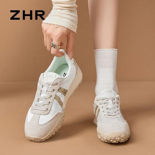 ZHR银色德训鞋女2025秋季新款百搭厚底休闲运动鞋透气阿甘鞋 商品图6
