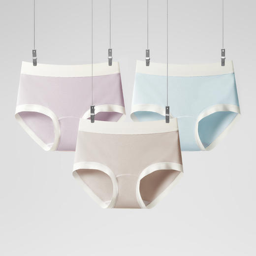 【3条装】 40支撞色莫代尔内裤 舒适裸感 亲肤细腻 桑蚕丝+聚乳酸抑菌里裆 呵护健康 商品图0